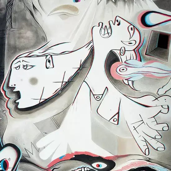 Dessin à l’encre sur papier d’après l’œuvre Guernica de Picasso