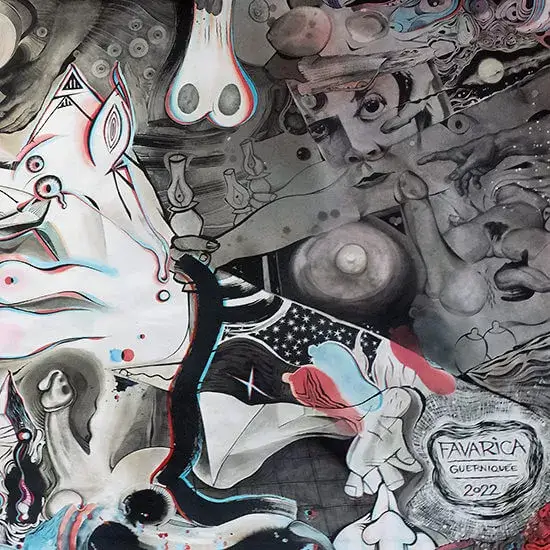 Tableau Guerniquée, œuvre sur papier d’après la toile Guernica
