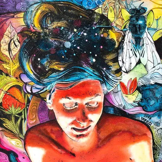 Encre de Chine, aquarelle et encre à l’alcool, œuvre peinte sur papier