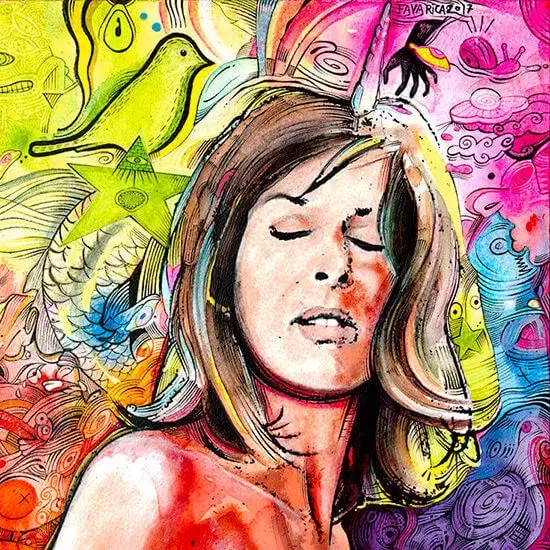 Portrait à l’aquarelle et à l’encre de Chine